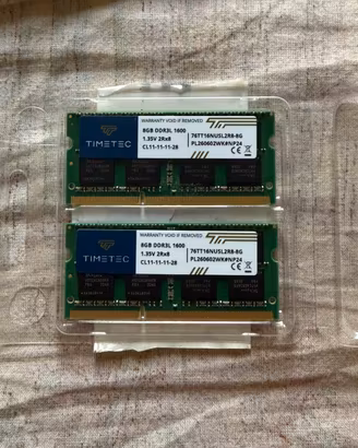 Kit RAM 16GB (2x8GB) Timetec DDR3L 1600MHz SODIMM