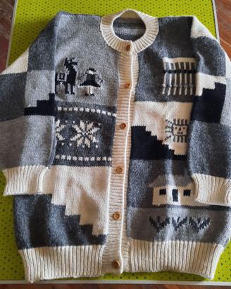 Cardigan pura lana fatto a mano