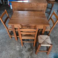 tavolo, sedie, panca e sgabello 