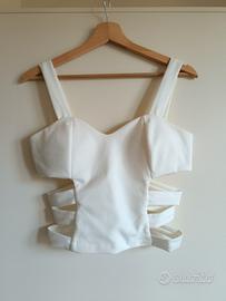 Top bianco con lacci laterali