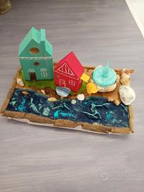 Paesino di mare in carta pesta 