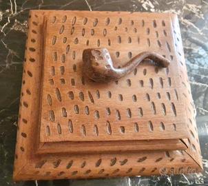 🔥Raro Portatabacco in legno intarsiato a mano🔥
