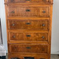 Cassettiera liberty primi del 900 in noce