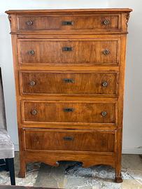 Cassettiera liberty primi del 900 in noce