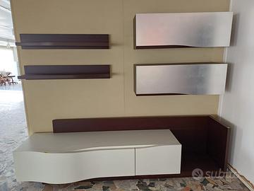 MOBILE SOGGIORNO BIANCO/ARGENTO (NUOVO DI ESPOSIZI