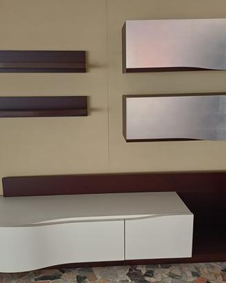 MOBILE SOGGIORNO BIANCO/ARGENTO (NUOVO DI ESPOSIZI