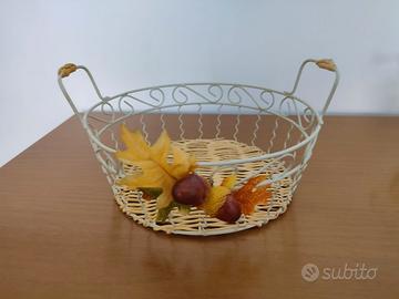 Elegante Coppia di CESTE Decorative Vimini e Metal