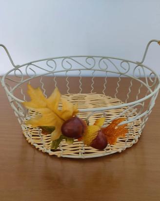 Elegante Coppia di CESTE Decorative Vimini e Metal