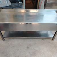 tavolo inox con ripiano misure 205x70 