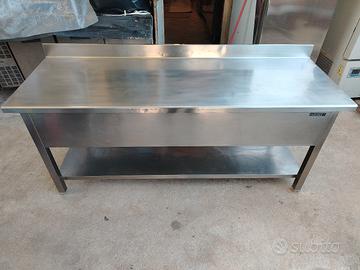 tavolo inox con ripiano misure 205x70 