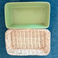 Pirofila  in ceramica con cestino di vimini