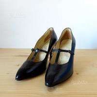 Scarpa t starp vintage pelle nera marca dieffe