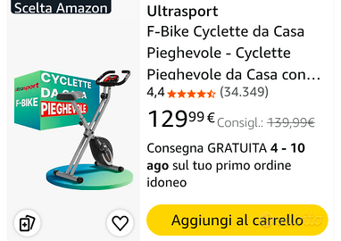 Ultrasport F-Bike Cyclette da Casa Pieghevole