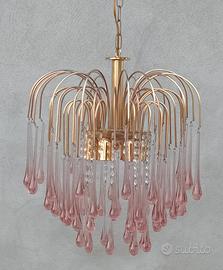 Lampadario con gocce in vetro di Murano 