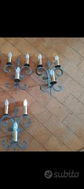 Tris Applique ferro battuto. 3 pezzi  a 3 luci .