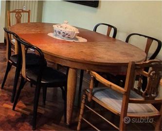 Tavolo tondo in radica estendibile