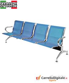 Panca per sala dattesa 4 posti in acciaioBLU