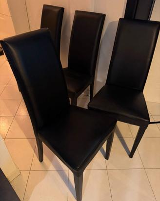 4 Sedie in Ecopelle Nera – Eleganti e Comode