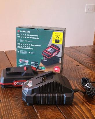 Batteria Parkside X 20V Team 2 Ah + caricabatterie
