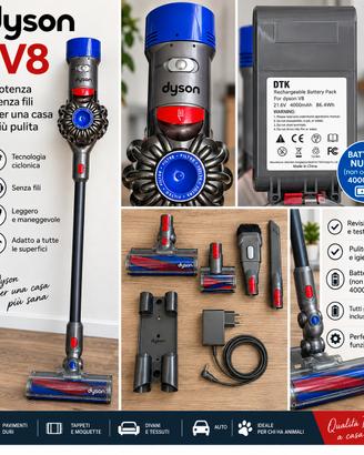 Dyson V8 + accessori – revisionato e igienizzato