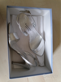 SANDALI ARGENTO CON TACCO 9cm TG. 38