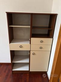 Coppia mobili libreria con cassetti e anta