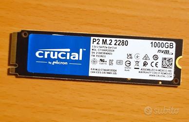 SSD Crucial P2 NVMe M.2 da 1 TB
