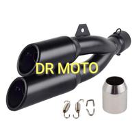Scarico doppia uscita tondo nero opaco 380 mm