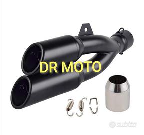 Scarico doppia uscita tondo nero opaco 380 mm