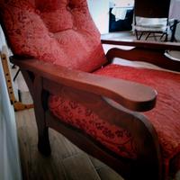 Poltrona Arredo, tessuto damascato e legno