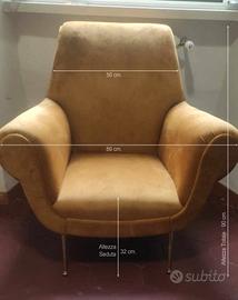 Poltrona in velluto anni 50/60