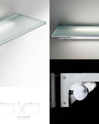 Mensola in vetro illuminabile da parete mod. Tomo