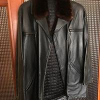 Giacca da donna in pelle con collo in visone aspor