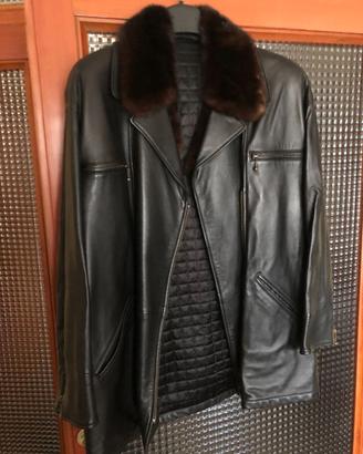 Giacca da donna in pelle con collo in visone aspor