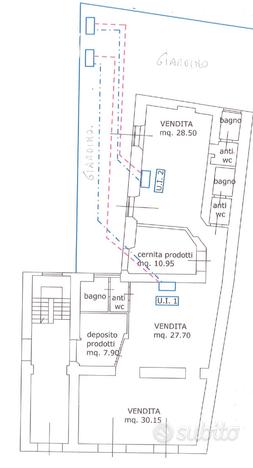 Via Dante locale mq 140 con mq 60 cortile