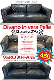 Divano in Pelle Chateau d’Ax 3 Posti – Nero