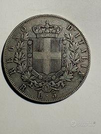 5 lire argento Vittorio Emanuele II