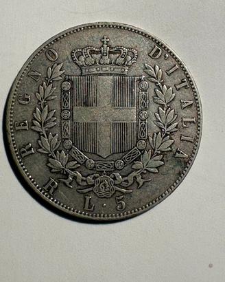 5 lire argento Vittorio Emanuele II