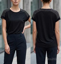 Liu Jo - Top Maniche Corte Donna con Borchie. M/L