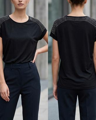 Liu Jo - Top Maniche Corte Donna con Borchie. M/L