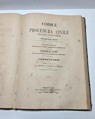 Libro Codice di Procedura Civile Stati Sardi 1854
