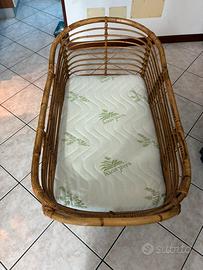 Culla in vimini con materasso sfoderabile