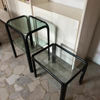 Set tavolini in vetro e ferro