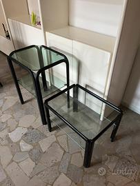 Set tavolini in vetro e ferro