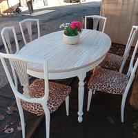 Set tavolo massello ovale allungabile e sedie 
