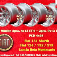 4 cerchi Fiat Minilite 8x13 9x13 124 Spider Coupe