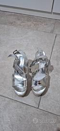Sandali argento con zeppa