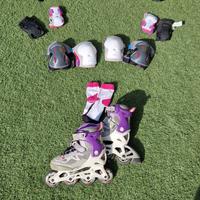 Roller x bambina + 2 set protezioni e caschetto