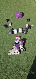 Roller x bambina + 2 set protezioni e caschetto