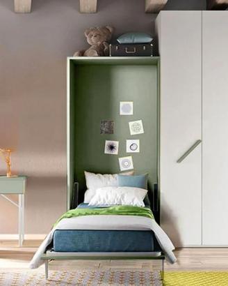 Letto a scomparsa singolo verticale VERDE SALVIA